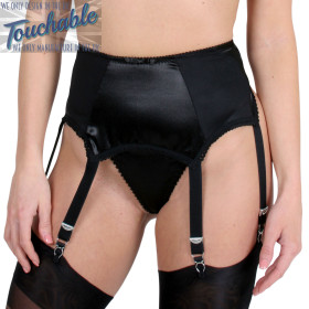 Satin Crepe black deep suspender belt 4 wide clips