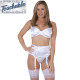 Satin Crepe white deep suspender belt 6 slim clips